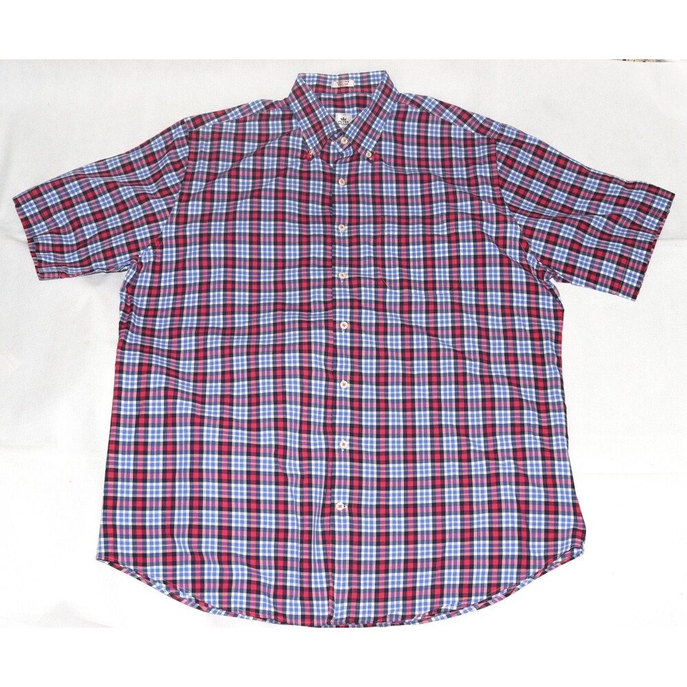 Peter Millar Men's Short Sleeve Button Down Plaid‎ Shirt Size XL